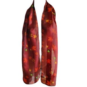 Falling Leaves Burgundy Scarf